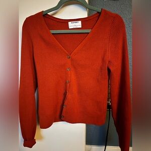 Old Navy orange ribbed button down cardigan